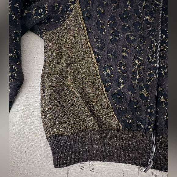 Blumarine Cashmere & Wool Full Zip Hooded Cardigan Textured Leopard Print M - Picture 14 of 14